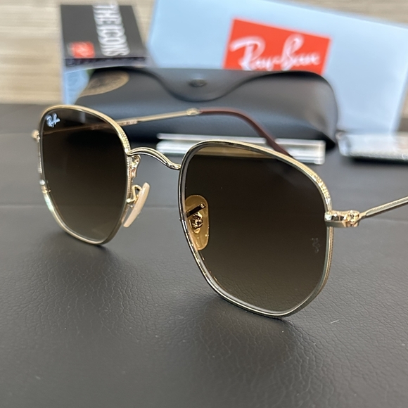 LIKE NEW Ray-Ban Hexagonal RB3548 Gradient Brown Ray ban Sunglasses - Picture 6 of 16